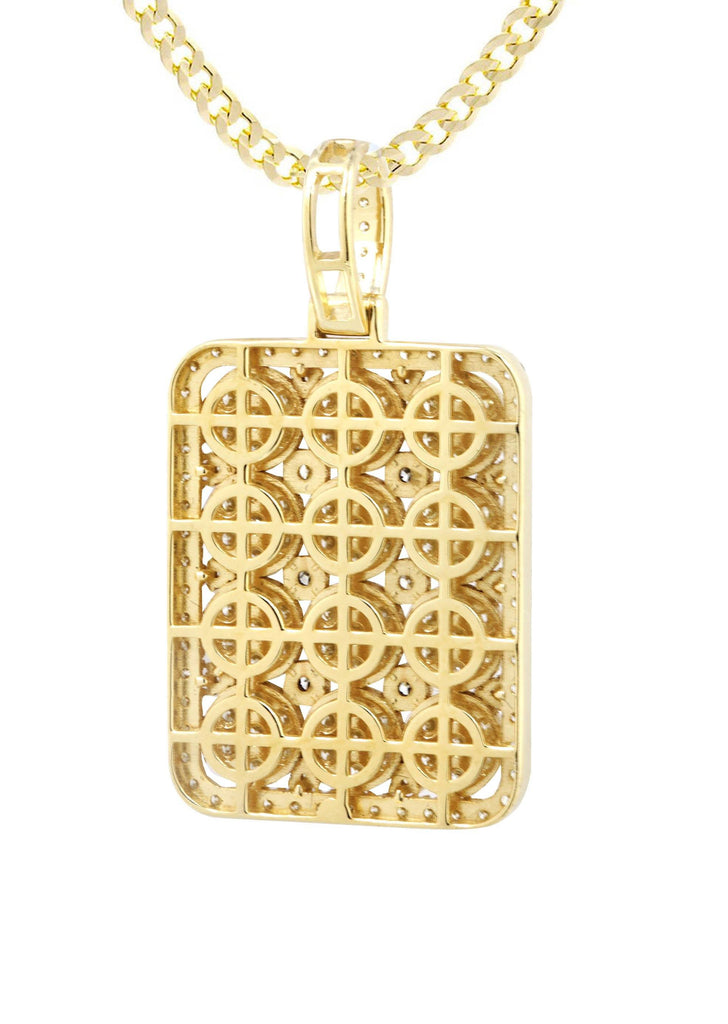 10K Yellow Gold Dog Tag Pendant & Cuban Chain | 3.06 Carats diamond combo FrostNYC 