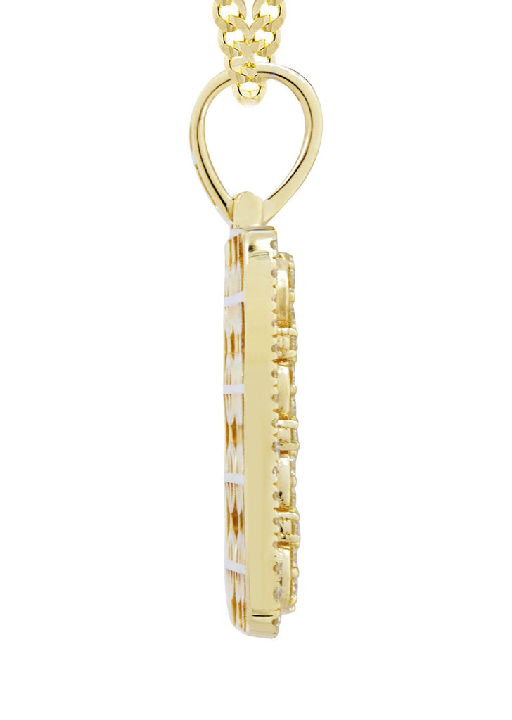 10K Yellow Gold Dog Tag Pendant & Cuban Chain | 3.06 Carats diamond combo FrostNYC 