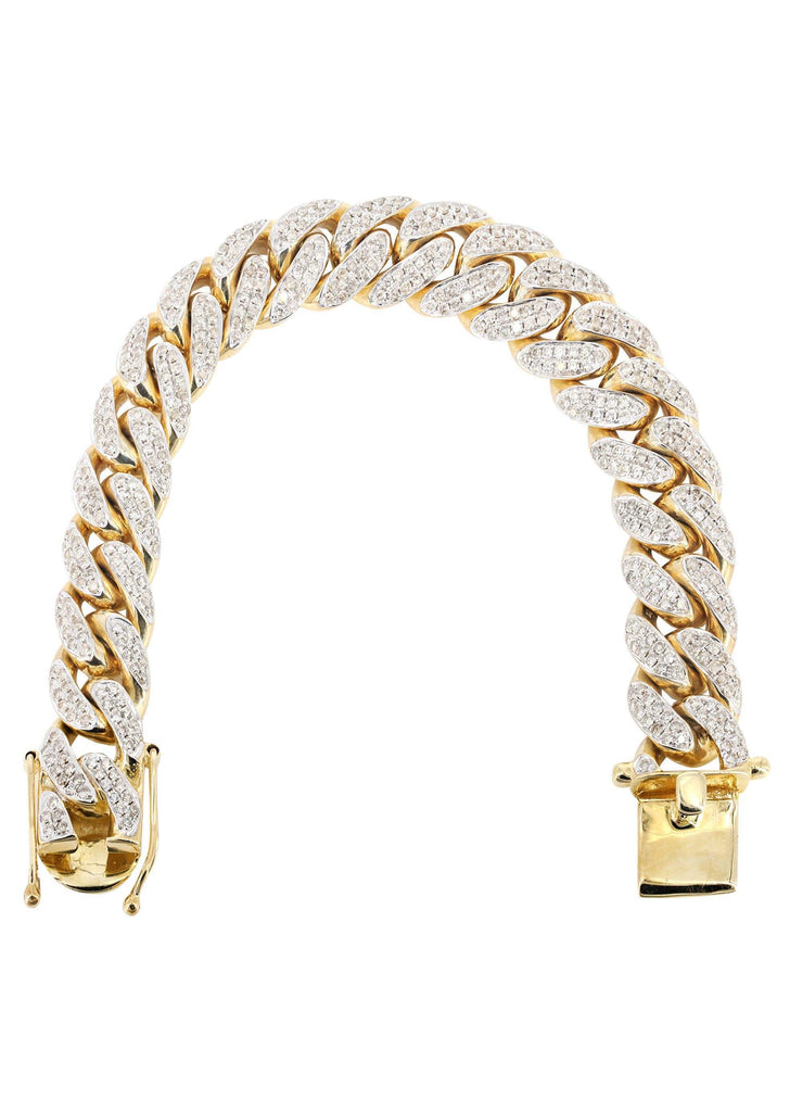 Iced Out Diamond Miami Cuban Link Bracelet 10K Yellow Gold Men's Gold Bracelets MANUFACTURER 1 
