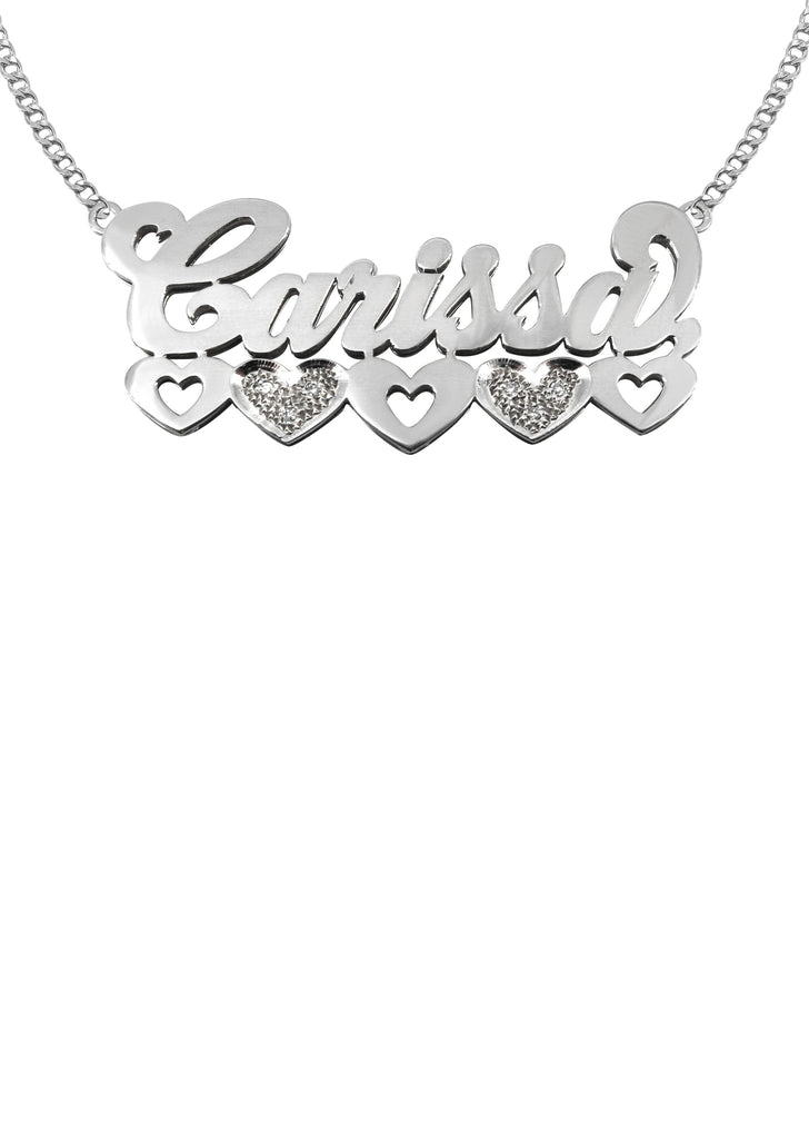 14K Ladies White Gold with Diamonds Name Plate Necklace | Appx. 10.9 Grams Name Plate Manufacturer 16 