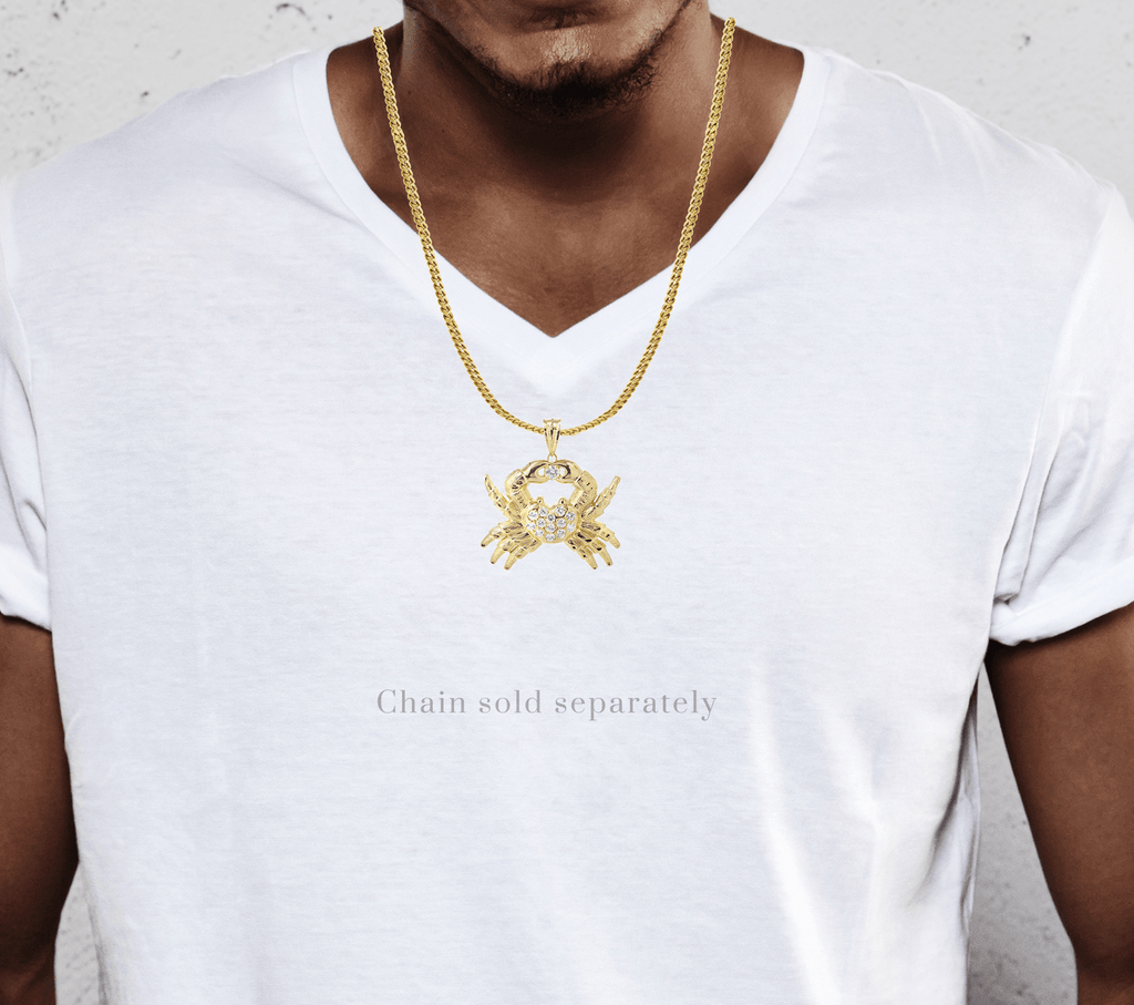 Big Crab & Cz 10K Yellow Gold Pendant. | 20.5 Grams MEN'S PENDANTS FROST NYC 