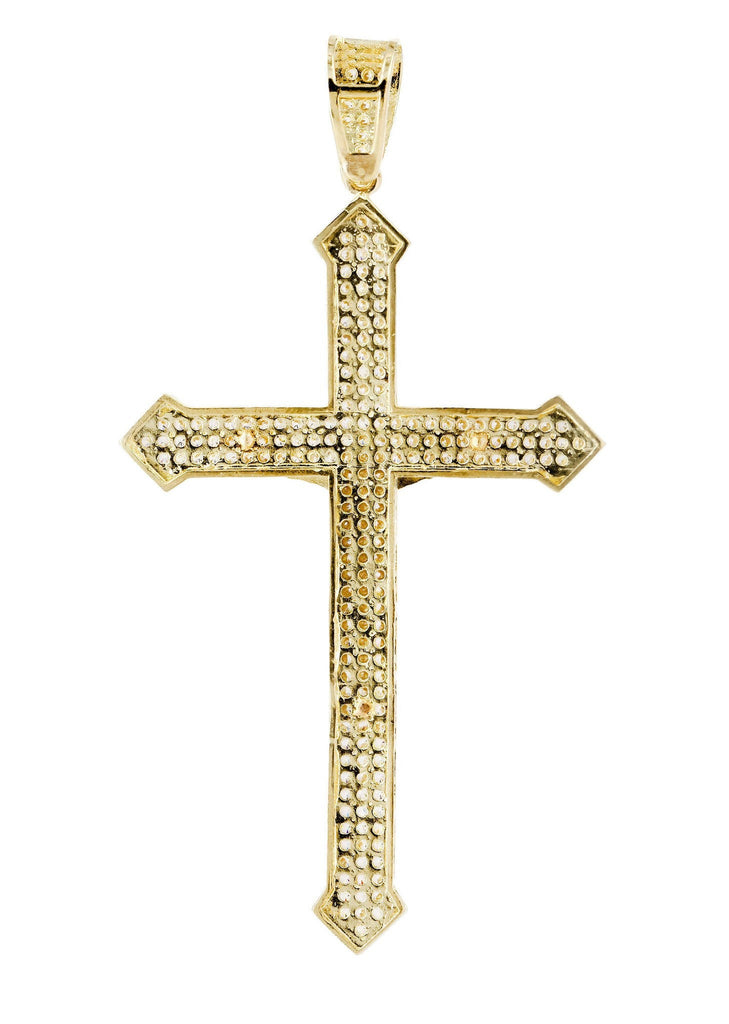 Big Gold Cross & Cz 10K Yellow Gold Pendant. | 7.3 Grams MEN'S PENDANTS FROST NYC 