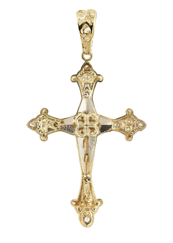 Big Gold Cross & Cz 10K Yellow Gold Pendant. | 14.4 Grams MEN'S PENDANTS FROST NYC 