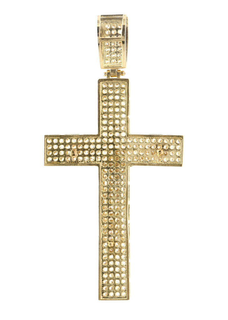 Big Gold Cross & Cz 10K Yellow Gold Pendant. | 7 Grams MEN'S PENDANTS FROST NYC 