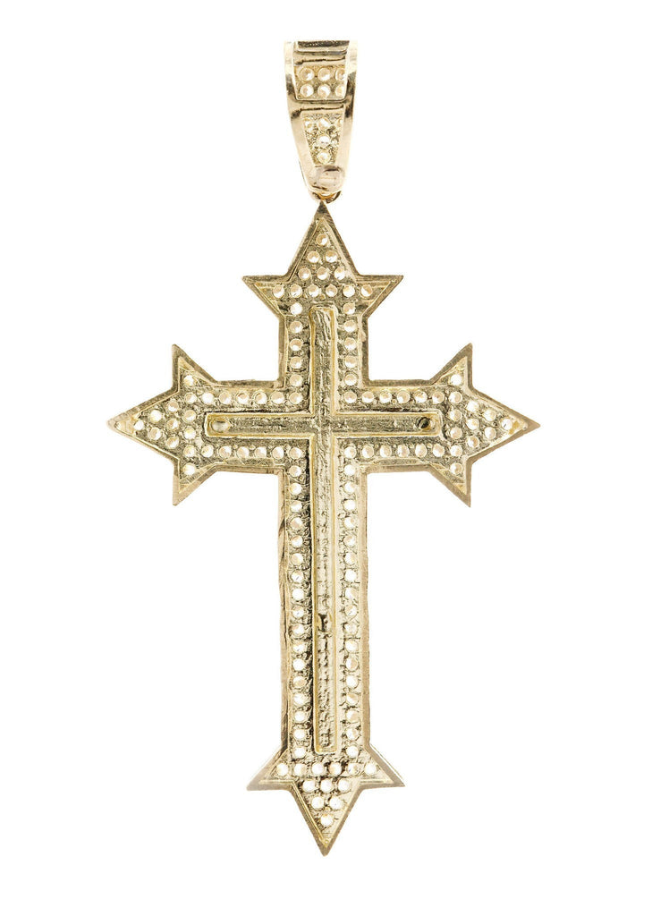 Big Gold Cross & Cz 10K Yellow Gold Pendant. | 6.1 Grams MEN'S PENDANTS FROST NYC 