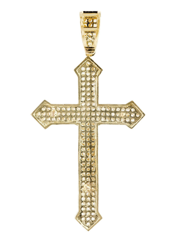 Medium Cross & Cz 10K Yellow Gold Pendant. | 6 Grams MEN'S PENDANTS FROST NYC 