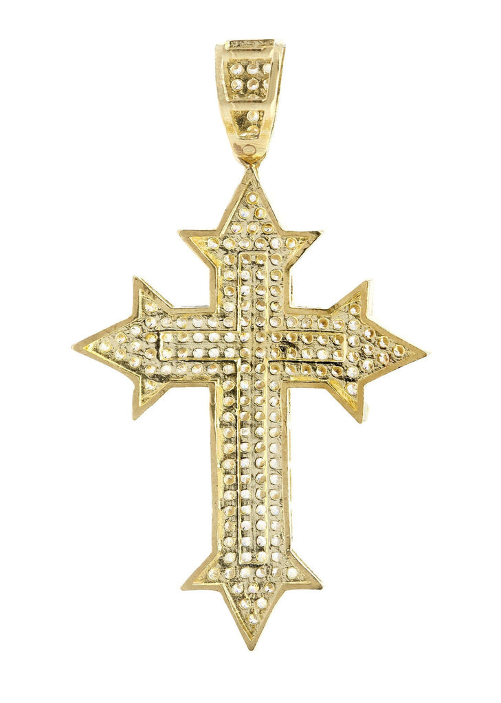 Medium Cross & Cz 10K Yellow Gold Pendant. | 5.3 Grams MEN'S PENDANTS FROST NYC 