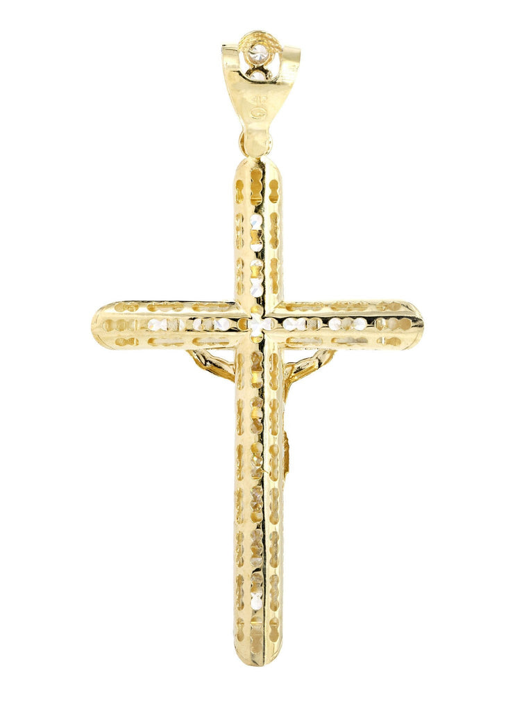 Big Gold Cross & Cz 10K Yellow Gold Pendant. | 16.9 Grams MEN'S PENDANTS FROST NYC 