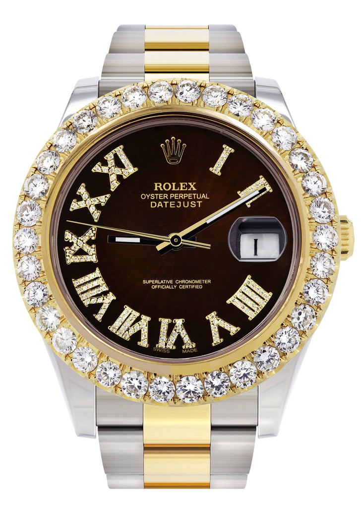Rolex Datejust II Watch | 41 MM | 18K Yellow Gold & Stainless Steel | Custom Chocolate Roman Dial | Oyster Band CUSTOM ROLEX FrostNYC 