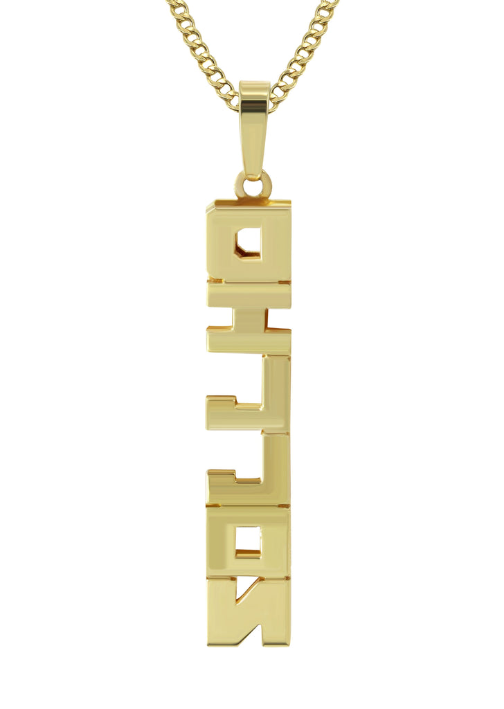14K Ladies Vertical Text Name Plate Necklace | Appx. 5.8 Grams Name Plate Manufacturer 16 