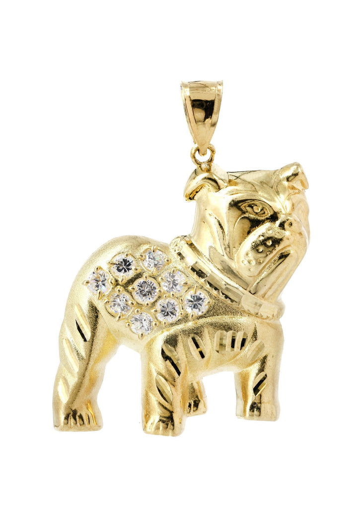 Big Dog & Cz 10K Yellow Gold Pendant. | 11 Grams MEN'S PENDANTS FROST NYC 