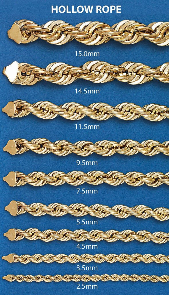 Gold Chain - Mens Hollow Rope Chain 10K Gold MEN'S CHAINS FROST NYC 