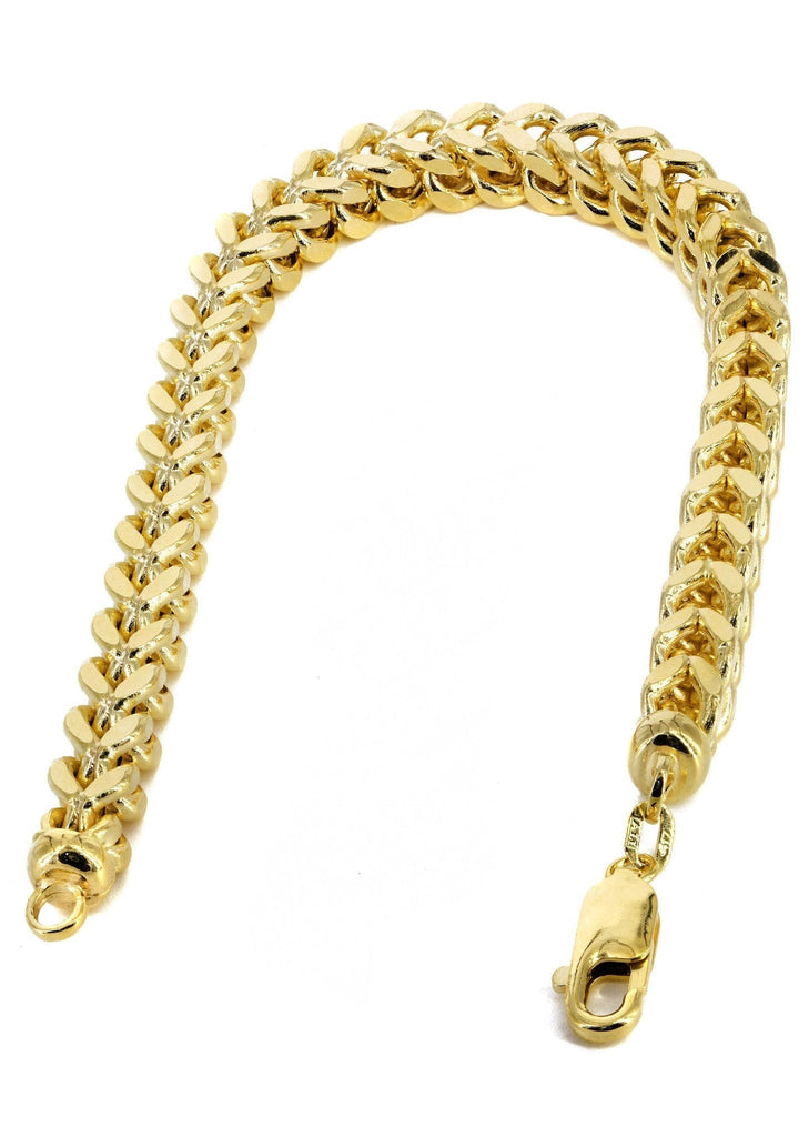 Hollow Mens Franco Bracelet 10K Yellow Gold Men's Gold Bracelets FROST NYC 