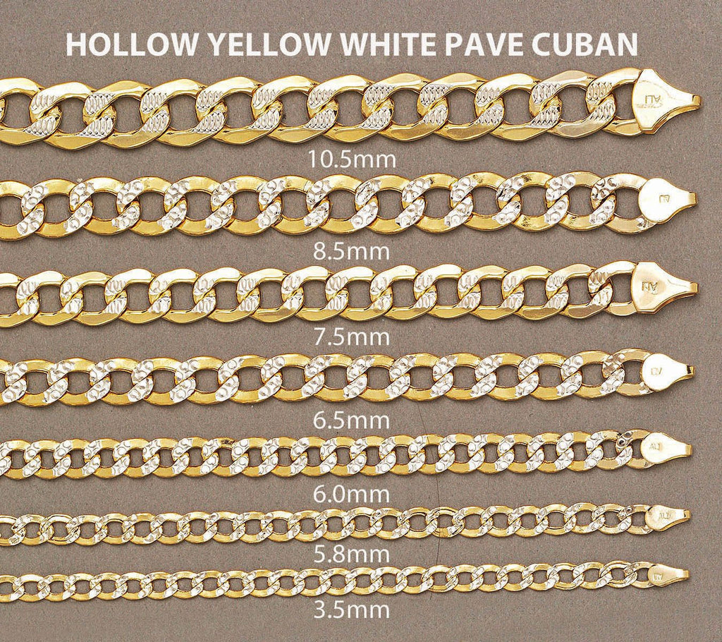 Gold Chain - Hollow Diamond Cut Mens Cuban Link Chain 10K Gold MEN'S CHAINS FROST NYC 