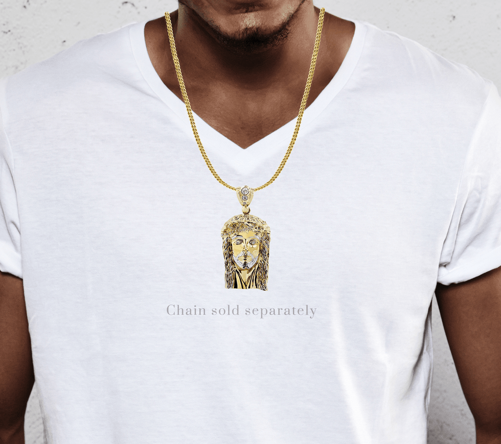 Big Jesus & Cz 10K Yellow Gold Pendant. | 37.9 Grams MEN'S PENDANTS FROST NYC 