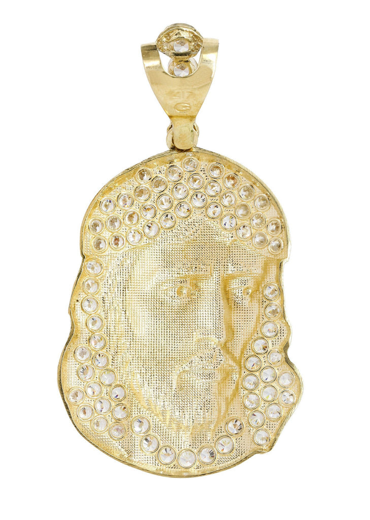 Big Jesus Piece & Cz 10K Yellow Gold Pendant. | 11 Grams MEN'S PENDANTS FROST NYC 
