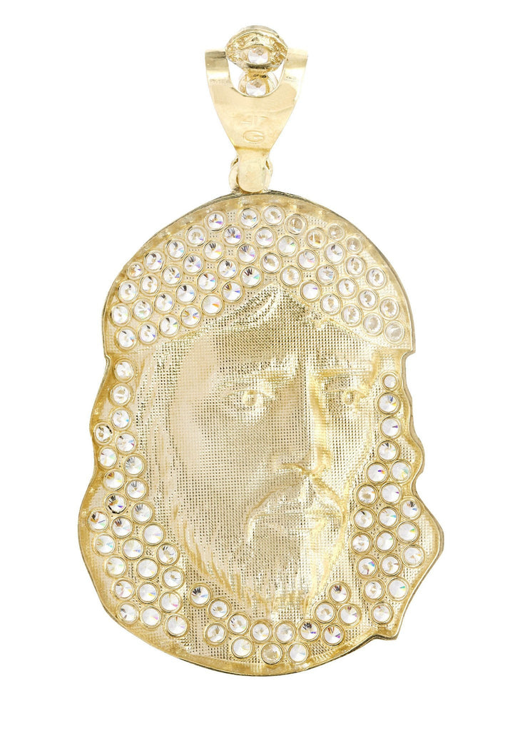 Big Jesus Piece & Cz 10K Yellow Gold Pendant. | 17.1 Grams MEN'S PENDANTS FROST NYC 