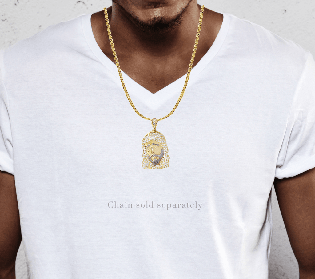 Big Jesus Piece & Cz 10K Yellow Gold Pendant. | 17.1 Grams MEN'S PENDANTS FROST NYC 