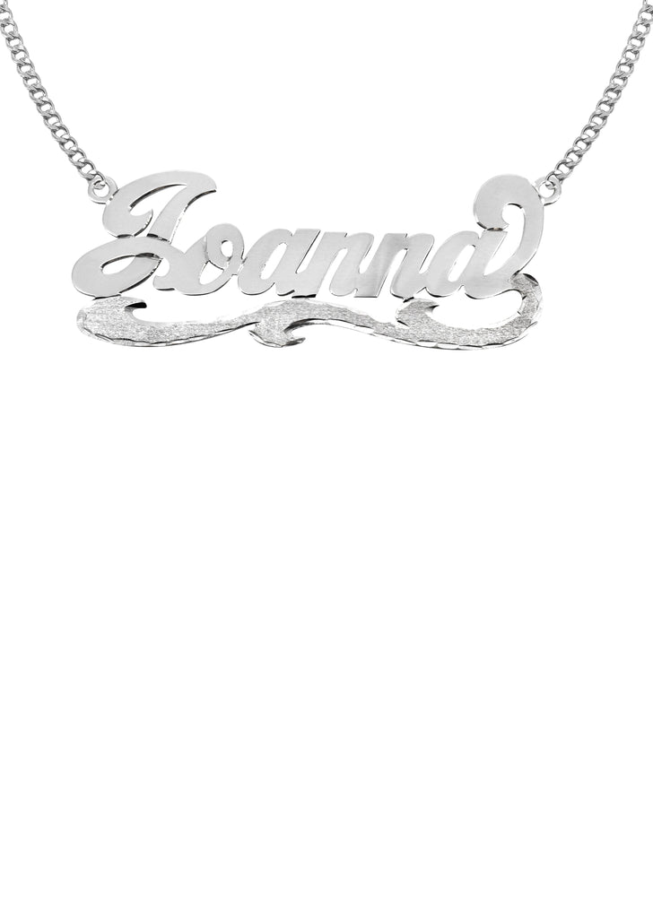 14K Ladies White Gold Diamond Cut Name Plate Necklace | Appx. 7.2 Grams Name Plate Manufacturer 16 