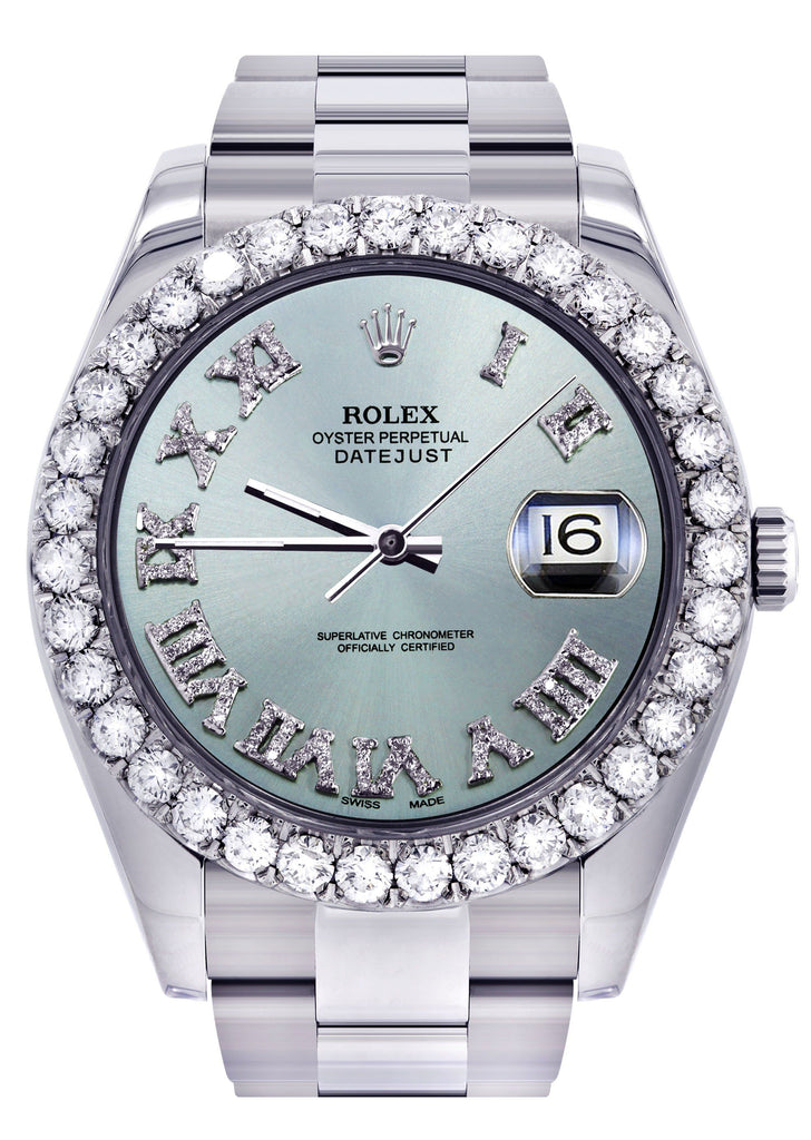 Rolex Datejust II Watch | 41 MM | Custom Light Blue Diamond Roman Dial | Oyster Band CUSTOM ROLEX FROST NYC 
