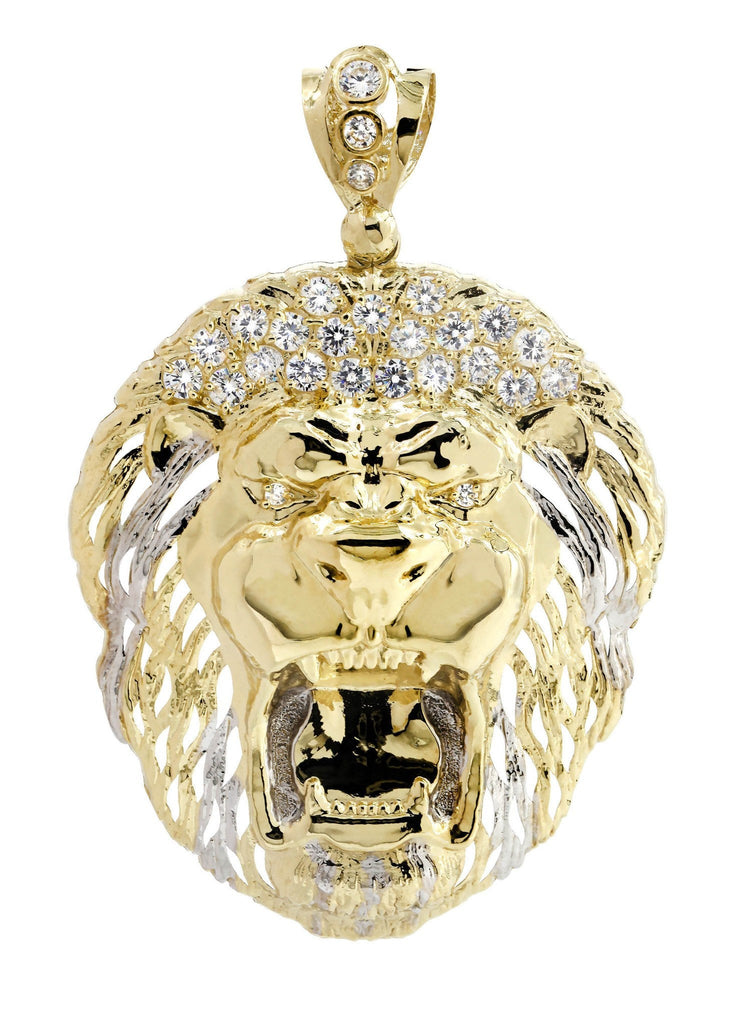 Big Lion & Cz 10K Yellow Gold Pendant. | 17.9 Grams MEN'S PENDANTS FROST NYC 