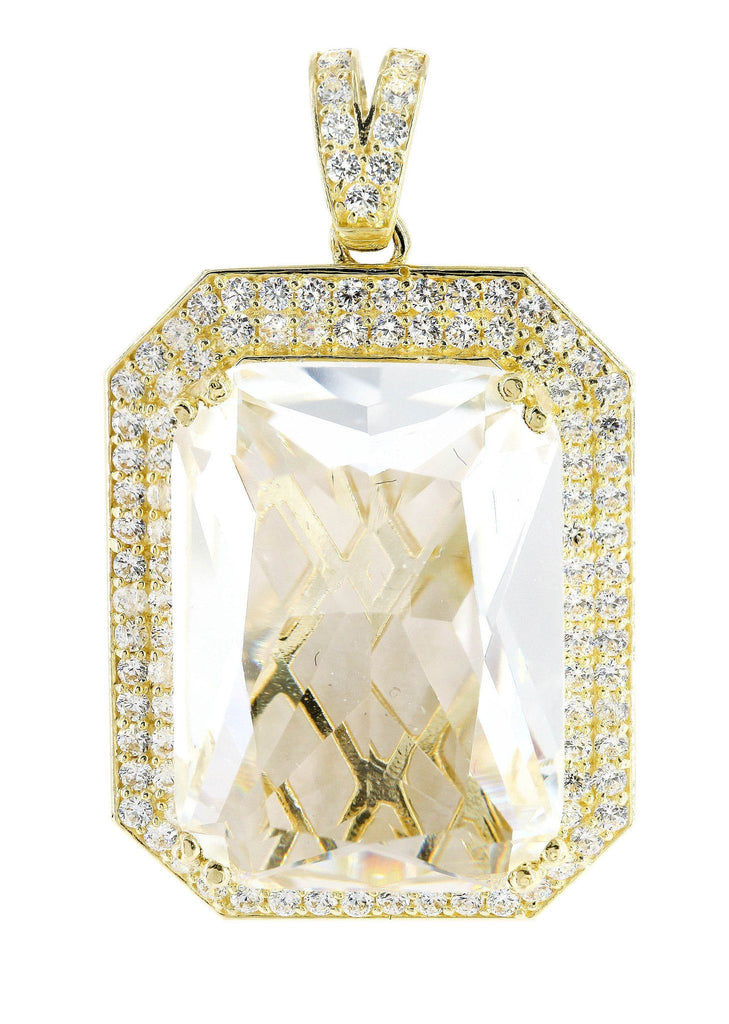 Medium Rock Crystal & Cz 10K Yellow Gold Pendant. | 13.1 Grams MEN'S PENDANTS FROST NYC 