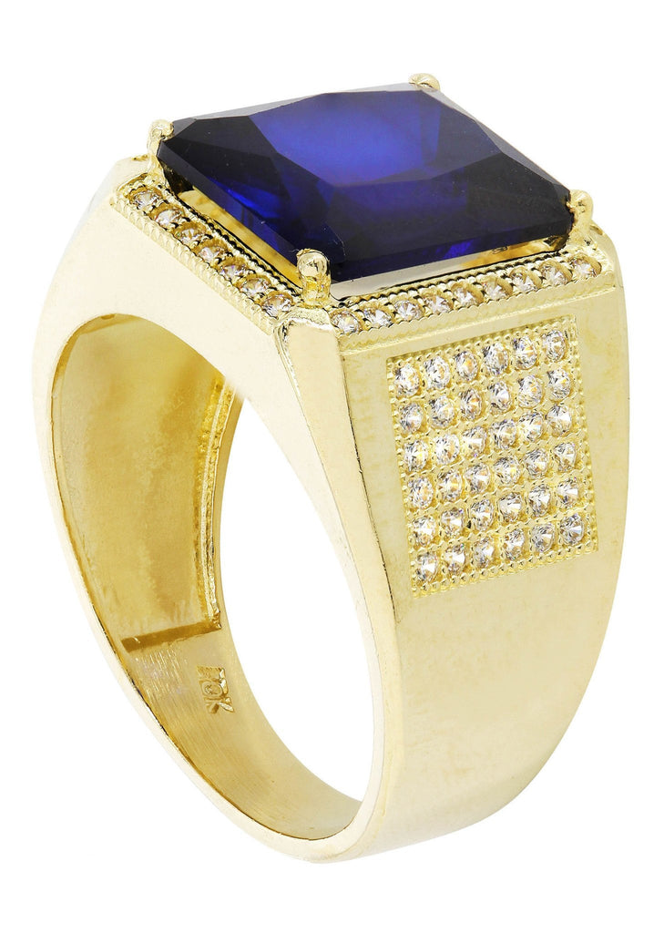 Sapphire & Cz 10K Yellow Gold Mens Ring. | 9.3 Grams MEN'S RINGS FROST NYC 