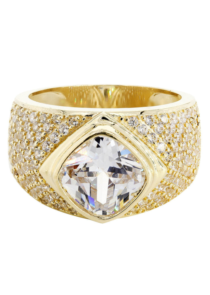 Rock Crystal & Cz 10K Yellow Gold Mens Ring. | 11.4 Grams MEN'S RINGS FROST NYC 