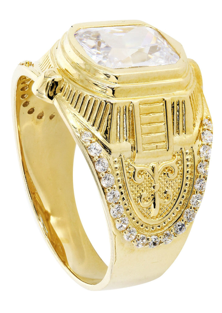 Rock Crystal & Cz 10K Yellow Gold Mens Ring. | 8.7 Grams MEN'S RINGS FROST NYC 
