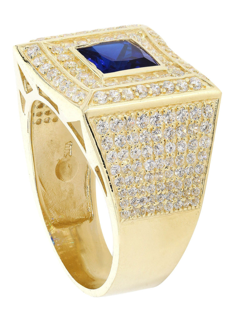 Sapphire & Cz 10K Yellow Gold Mens Ring. | 10.9 Grams MEN'S RINGS FROST NYC 