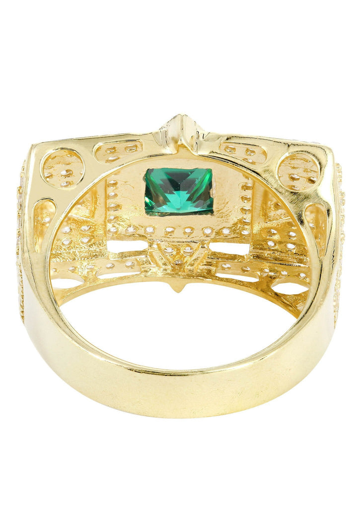Emerald & Cz 10K Yellow Gold Mens Ring. | 13.3 Grams MEN'S RINGS FROST NYC 