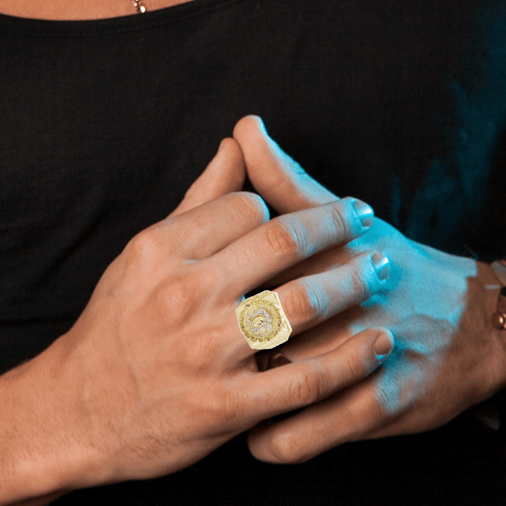 10K Yellow Gold Versace Style Mens Ring. | 6.5 Grams MEN'S RINGS FROST NYC 
