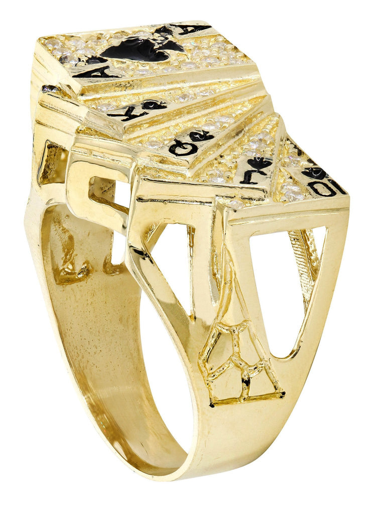 Cards & Cz 10K Yellow Gold Mens Ring. | 9.9 Grams MEN'S RINGS FROST NYC 