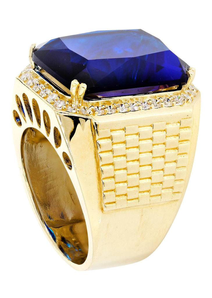 Sapphire & Cz 10K Yellow Gold Mens Ring. | 23.1 Grams MEN'S RINGS FROST NYC 