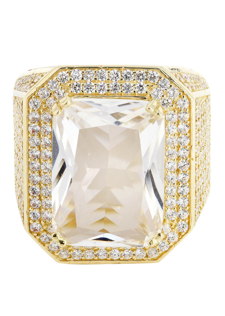 Rock Crystal & Cz 10K Yellow Gold Mens Ring. | 28 Grams MEN'S RINGS FROST NYC 