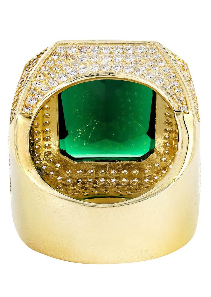 Emerald & Cz 10K Yellow Gold Mens Ring. | 26.5 Grams MEN'S RINGS FROST NYC 
