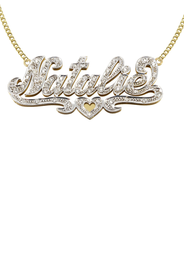 14K Ladies Two Tone with Diamonds Name Plate Necklace | Appx. 7.2 Grams Name Plate Manufacturer 16 
