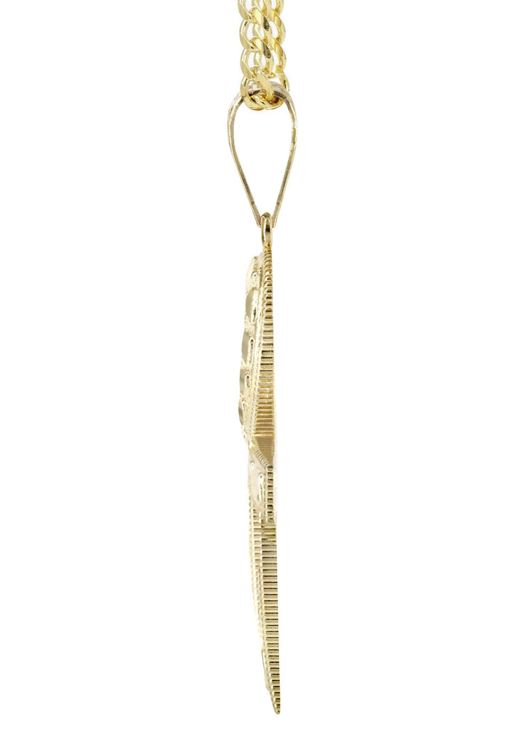 10K Yellow Gold Cuban Chain & Diamond Cut Ankh Pendant | Appx. 16.3 Grams chain & pendant FrostNYC 