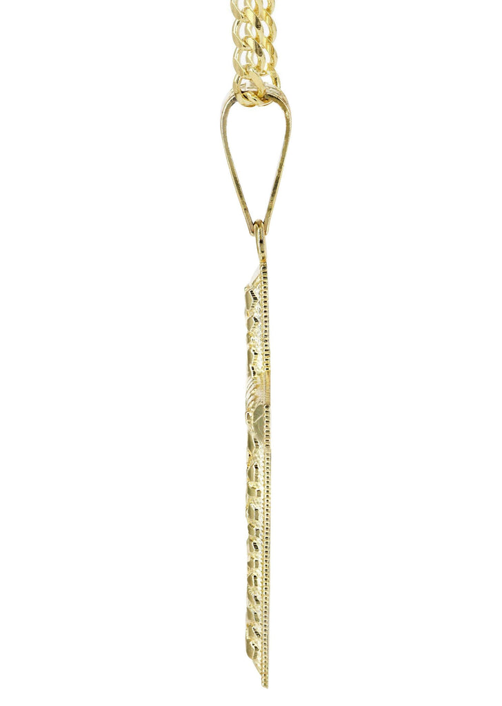 10K Yellow Gold Cuban Chain & Nugget Cross Pendant | Appx. 13.7 Grams chain & pendant FrostNYC 