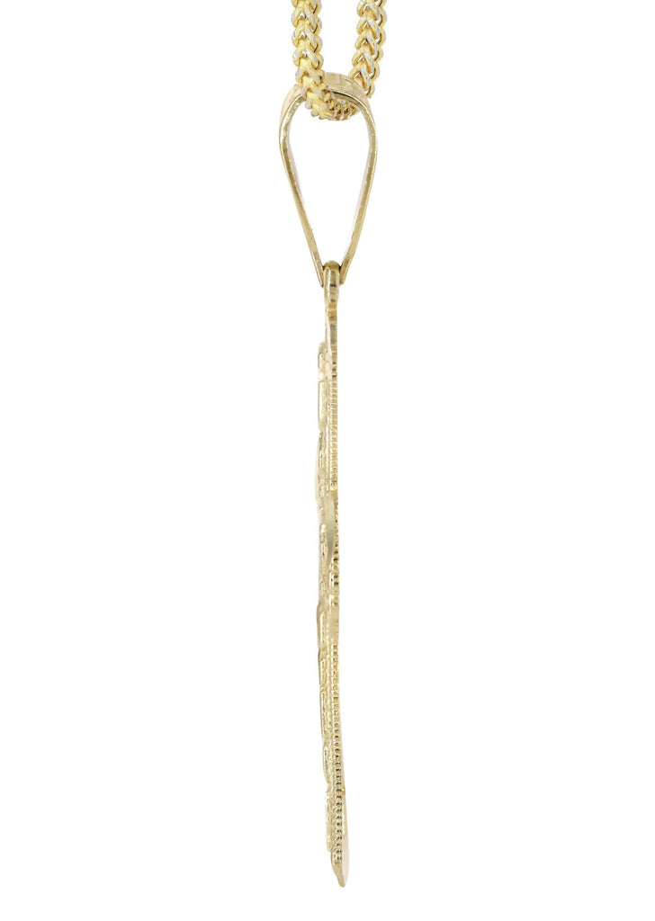 10K Yellow Gold Franco Chain & Nugget Cross Pendant | Appx. 14.3 Grams chain & pendant FrostNYC 