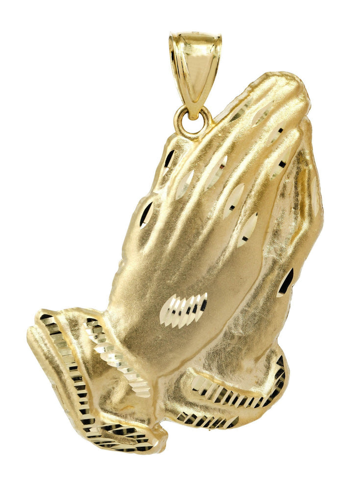 Medium Praying Hands 10K Yellow Gold Pendant. | 7.2 Grams MEN'S PENDANTS FROST NYC 