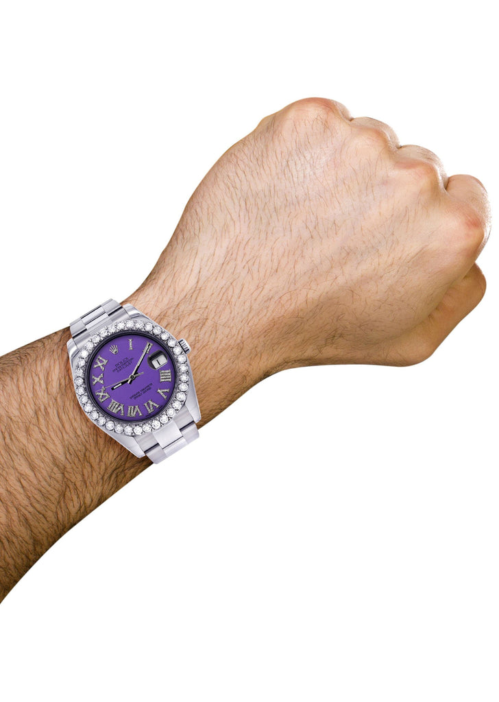 Rolex Datejust II Watch | 41 MM | Custom Purple Roman Dial | Oyster Band CUSTOM ROLEX FrostNYC 