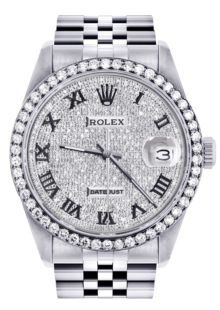 Diamond Rolex Datejust Watch | 36MM | Full Diamond Roman Dial | Jubilee Band CUSTOM ROLEX FrostNYC 