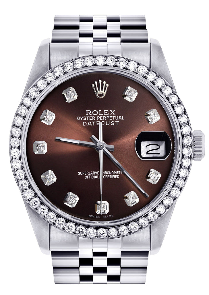Diamond Rolex Datejust Watch | 36MM | Chocolate Diamond Dial | Jubilee Band CUSTOM ROLEX FrostNYC 