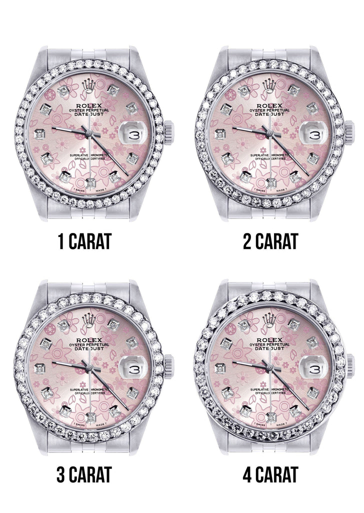 New Style | Hidden Clasp | Diamond Rolex Datejust Watch | 36MM | Pink Flower Diamond Dial | Jubilee Band CUSTOM ROLEX MANUFACTURER 11 