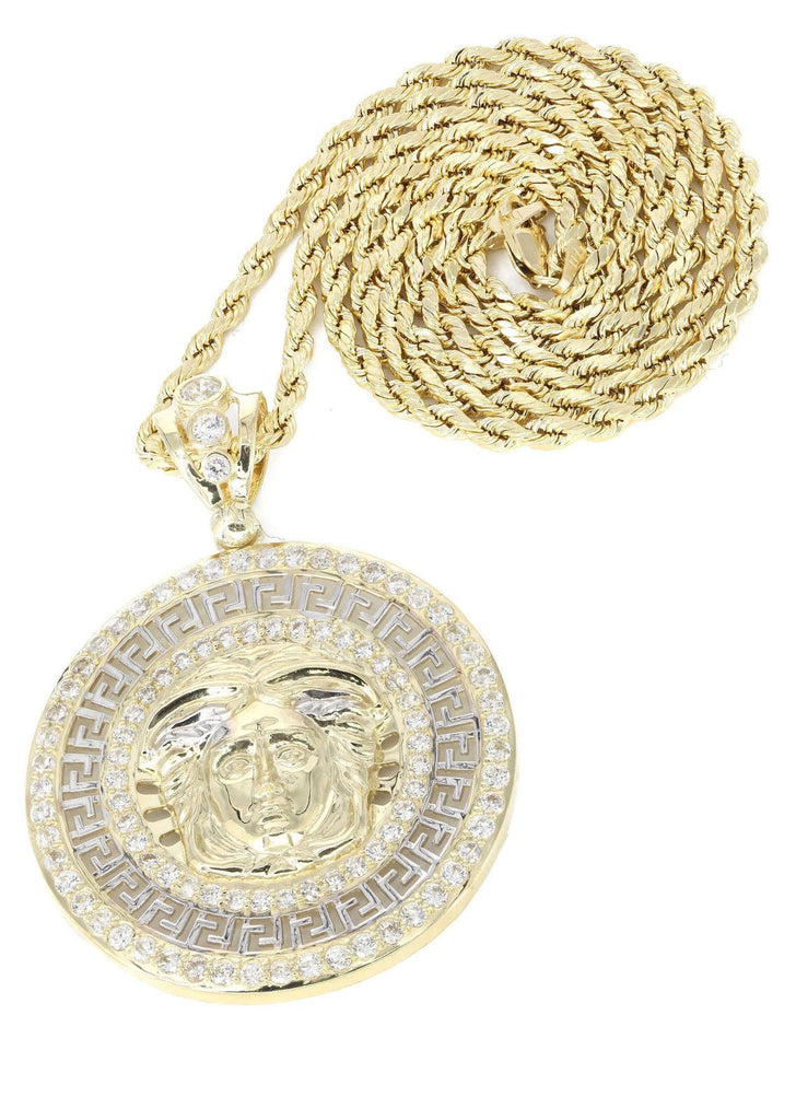 10K Yellow Gold Rope Chain & Versace Style Pendant | Appx. 14.4 Grams chain & pendant FROST NYC 