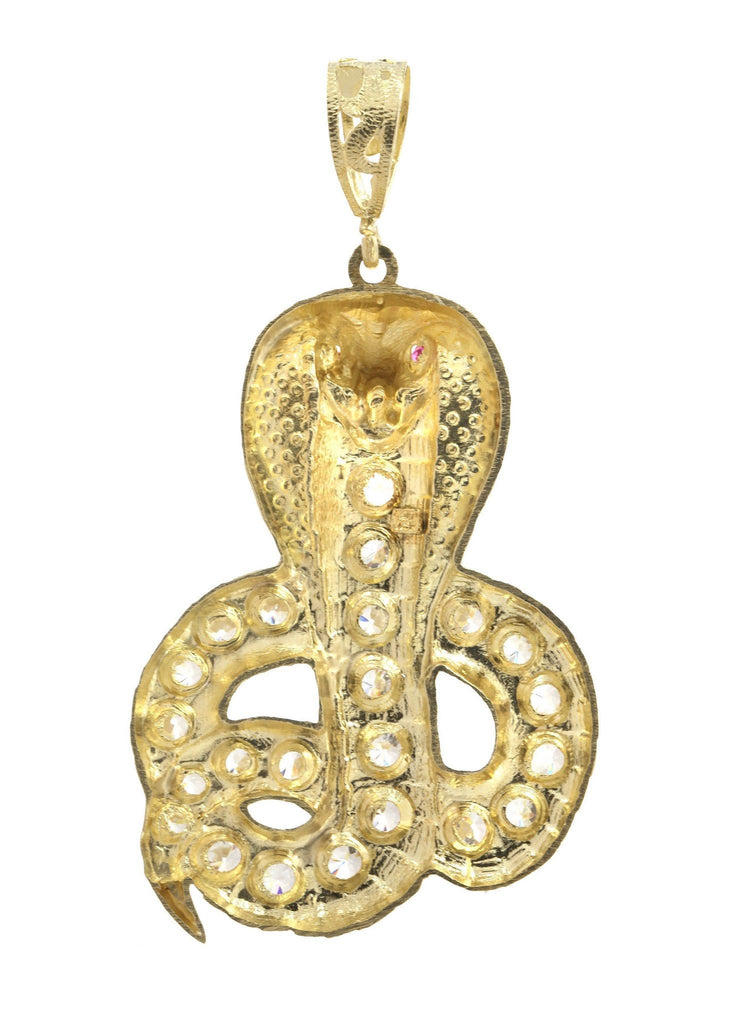 Big Snake & Cz 10K Yellow Gold Pendant. | 16.2 Grams MEN'S PENDANTS FROST NYC 