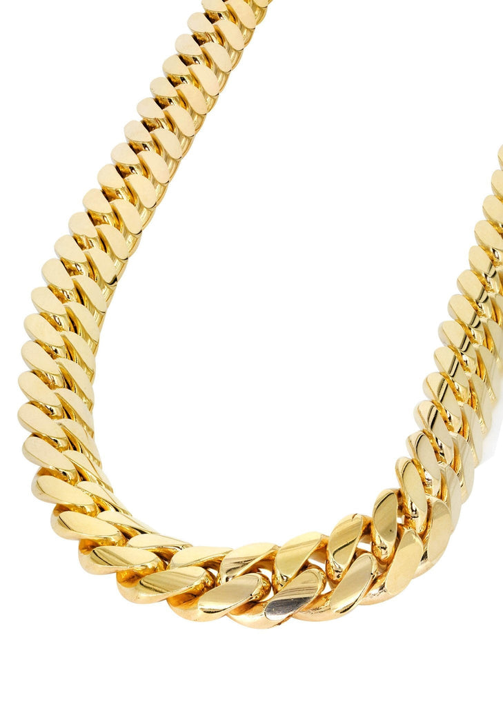 Mens Chain - Solid Miami Cuban Link 10K Gold MEN'S CHAINS FROST NYC 