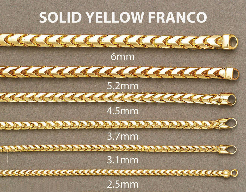 Solid Mens Franco Bracelet 10K Yellow Gold Men's Gold Bracelets FROST NYC 