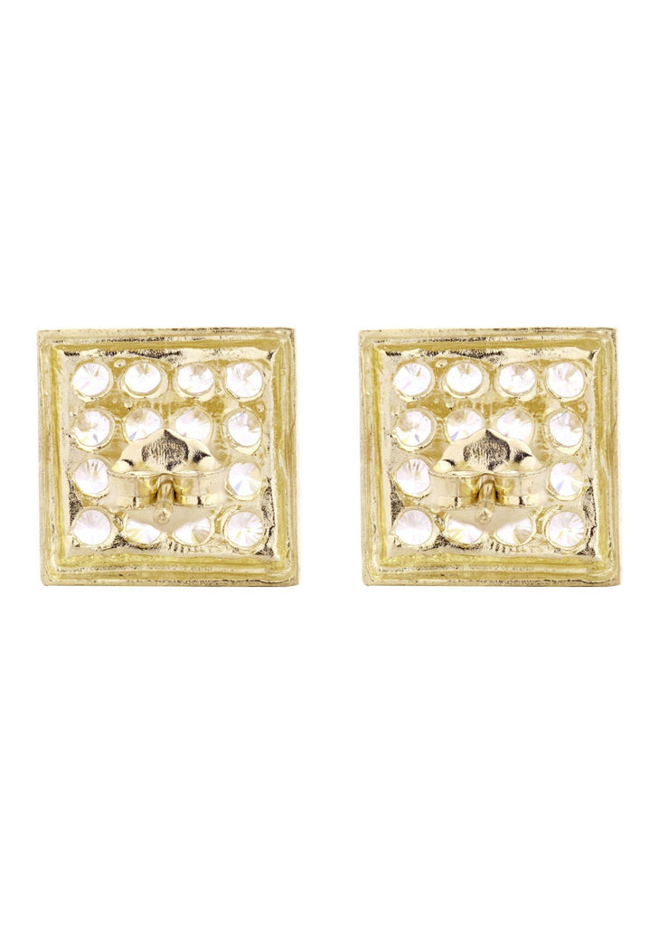 Square Cz 10K Yellow Gold Earrings | Appx 3/8 Inches Wide Gold Earrings For Men FROST NYC 